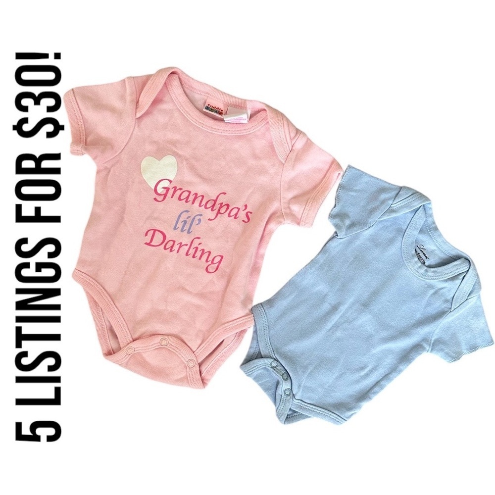 Grandpa’s little darling bodysuit + plain bodysuit baby girl 0-3 months
